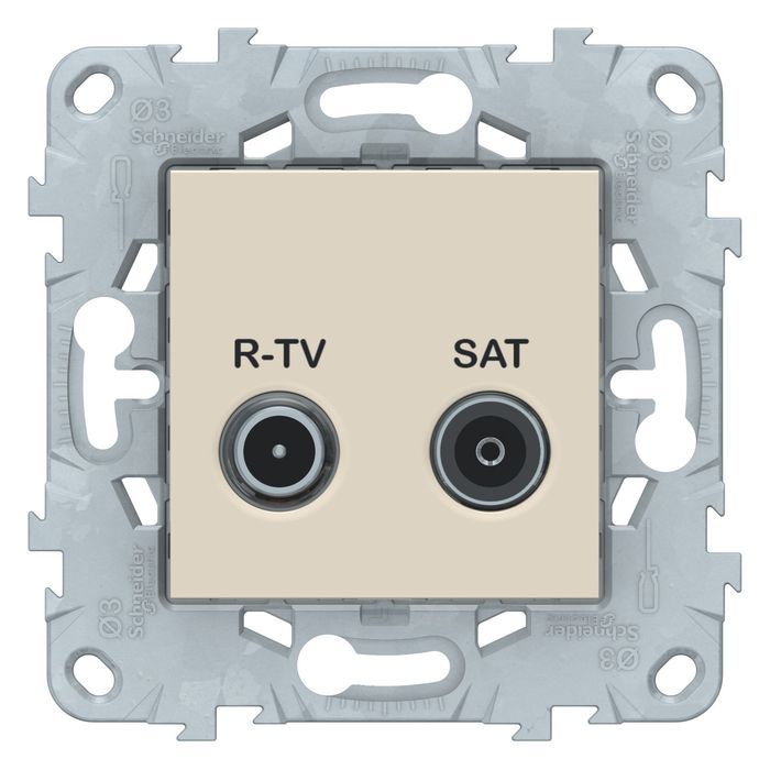 Розетка TV-FM-SAT Schneider Electric UNICA NEW, скрытый монтаж, бежевый, NU545444