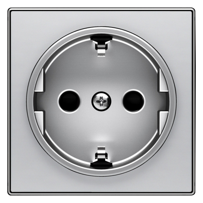 Накладка на розетку ABB SKY, скрытый монтаж, с заземлением, алюминий, 2CLA858800A1301