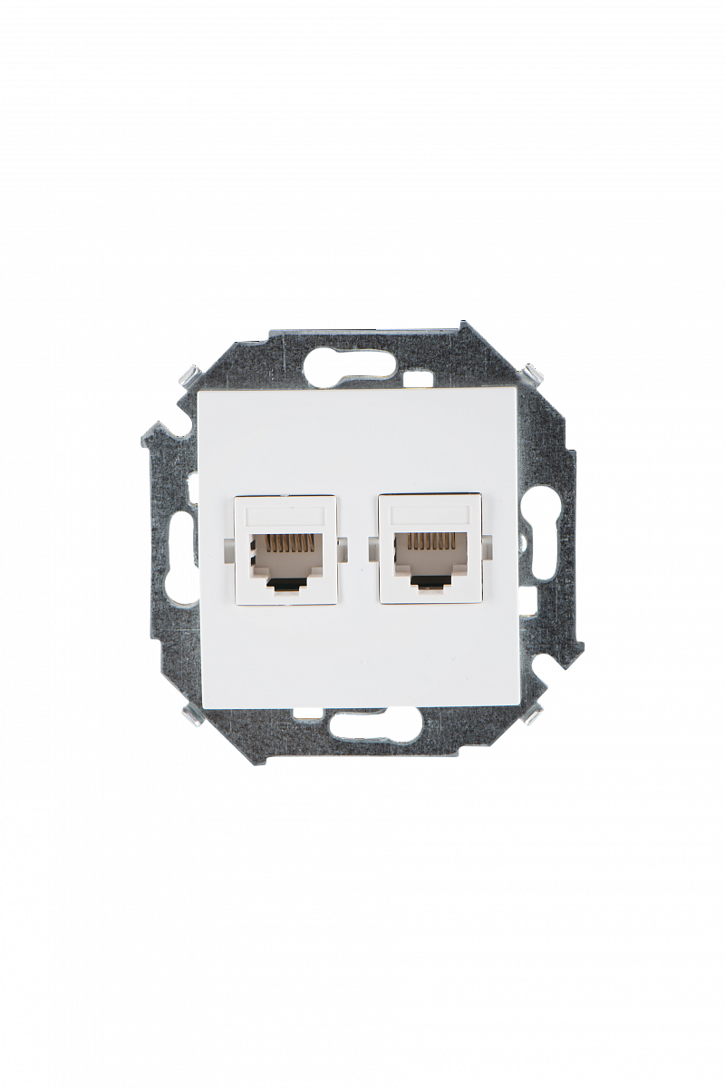 Розетка компьютерная Simon15 2мод. RJ45 + RJ45 белый Simon 1591593-030